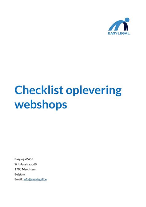 Checklist Oplevering Webshop Easylegal Online