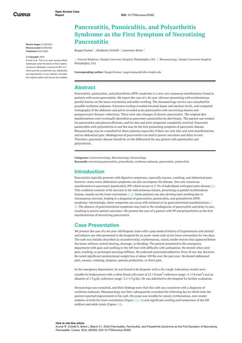 Pdf Pancreatitis Panniculitis And Polyarthritis Syndrome As The