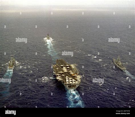 An Aerial Stern View Of The Nuclear Powered Aircraft Carrier Uss Nimitz