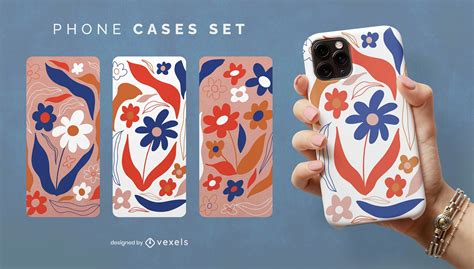 Danish Pastel Flowers Phone Case Set Vector Download