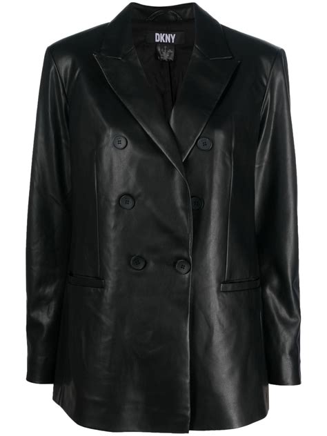 Dkny Double Breasted Faux Leather Jacket Farfetch