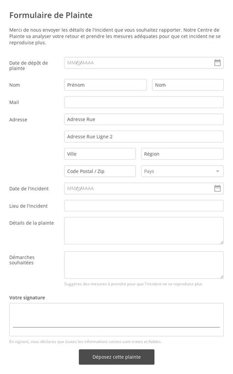 Exemples De Formulaires De Plainte Form Builder Hot Sex Picture