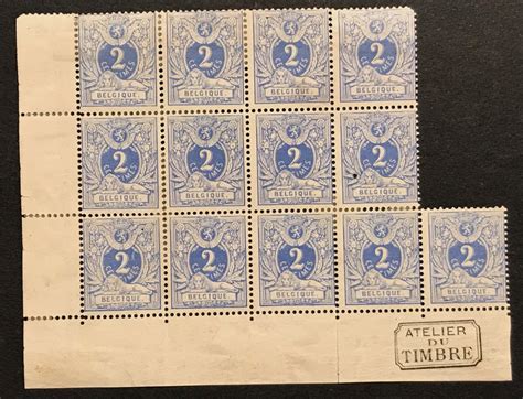 België 1869 1883 Liggende Leeuw 2c Blauw In veldeel van 13 zegels