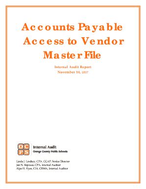 Fillable Online Accounts Payable Access To Vendor Master File Orange