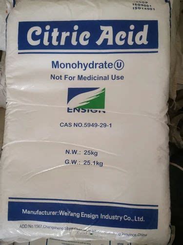 Citric Acid Powder, For Cleaning Purpose, Packaging Size: 25 kg at ₹ 85 ...