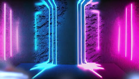 Premium AI Image | Neon effect background neon effect with wall background