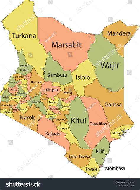 Kenya Political Map Administrative Divisions Counties Stock 40 OFF