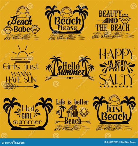 Summer Beach Typography T Shirt Design Stock Vector Illustration Of