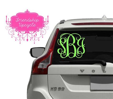 Custom Cursive Vine Monogram Car Decal You Choose Size Custom