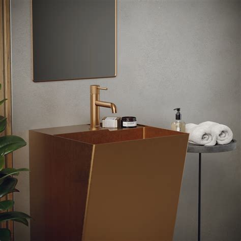 Karran Stainless Steel Brushed Copper Pedestal Sink Combo With Drain 1975 In X 165 In X 3275