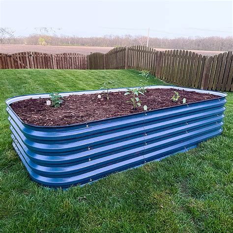 Raised Planter Boxes Blue Growing Plants Vegega