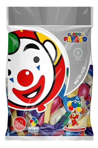 Globos látex Payaso Metálico 9 ovalado surtido 23cm Liso 50 packs de