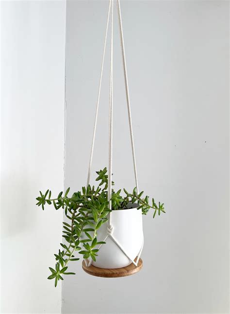 Plant Hanger Shelf Recycled Bamboo And Canadian Cotton Three Etsy