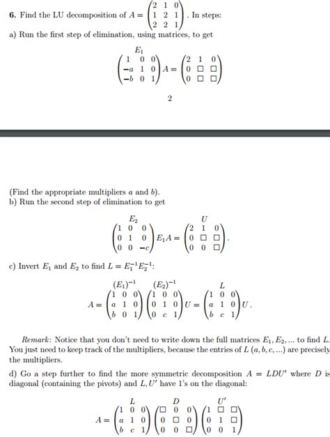 Solved Find The Lu Decomposition Of A Chegg