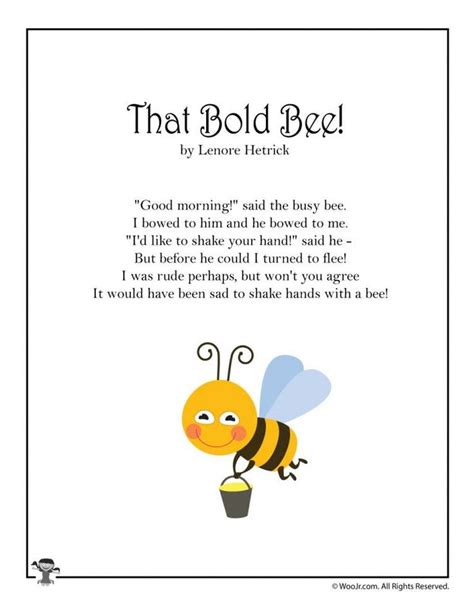 That Bold Bee Childrens Poetry Woo Jr Kids Activities Children