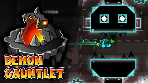 Demon Gauntlet” Complete All Coins Geometry Dash Youtube