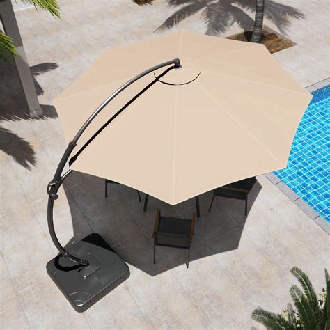 Lausaint Home Ft Sunbrella Patio Umbrella With Base Large Hanging