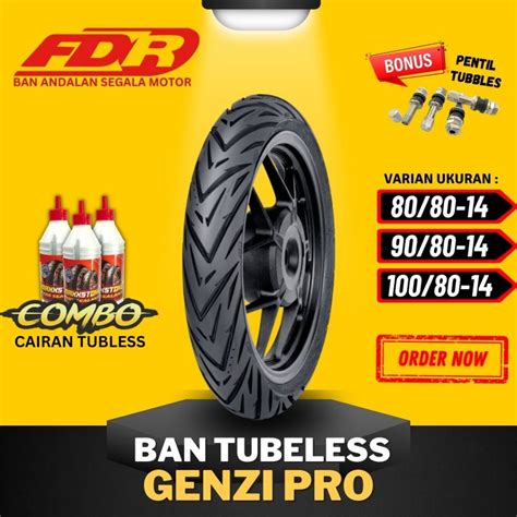 Jual READY COD BAN FDR TUBLES RING 14 GENZI PRO TUBELESS 80 80 14