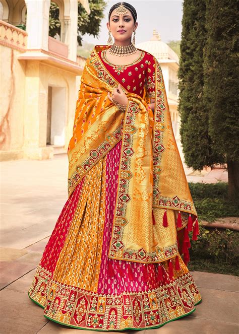 Multicolor Silk Woven Wedding Lehenga Choli Latest 2370lg01