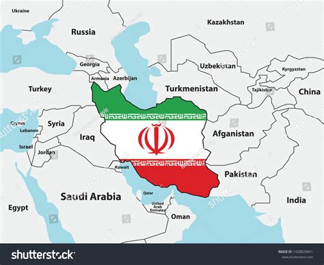 Iran Map Flag Colors Middle East 스톡 벡터로열티 프리 1428820841 Shutterstock