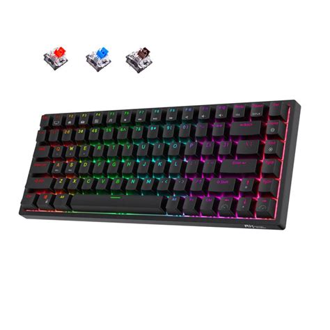 ROYAL KLUDGE RK84 75 WIRELESS RGB MECHANICAL KEYBOARD BLACK WHITE WITH