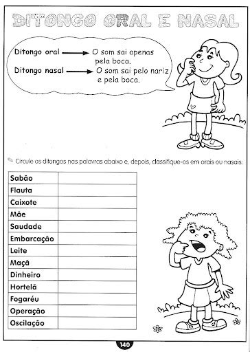 Atividades De Ditongo Tritongo E Hiato Anos