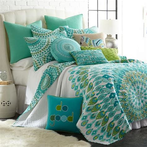 Levtex Home Mirage Teal 2 Piece Teal Green Bohemian Cotton Twintwin