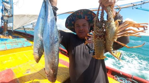 Fisgadas De Peixes Grandes E Pesca Da Lagosta No Alto Mar Noe Pescador