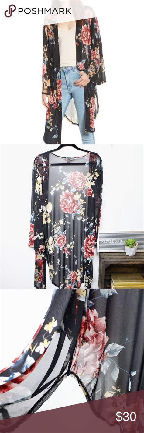 Band Of Gypsies Nordstrom Black Floral Kimono Black Floral Kimono