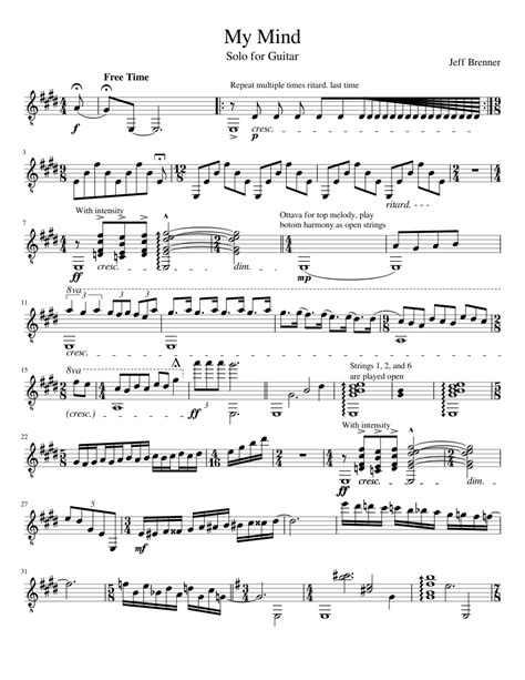 My Mind Sheet music for Guitar (Solo) | Musescore.com