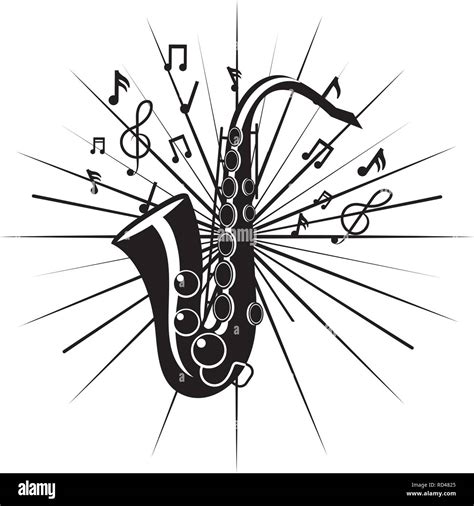 Saxophone With Music Notes Stock Vector Image Art Alamy