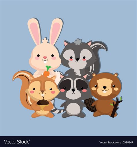 Cute skunk rabbit squirrel racoon and beaver image