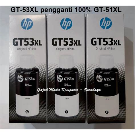 Tinta Inkjet Original HP GT53 XL GT 53 XL Black 1VV21AA Hitam Pengganti