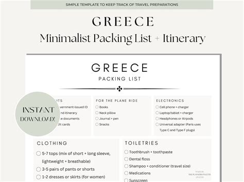 Greece Packing List Itinerary 7 Day Minimalist Preparation Packing