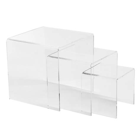 Set of 3 Acrylic Riser Display Stands - Clear– CV Linens