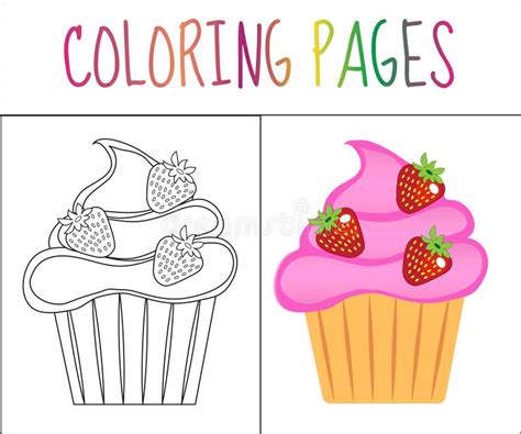 Page De Livre De Coloriage Petits Gâteaux Gâteau Version De Croquis Et