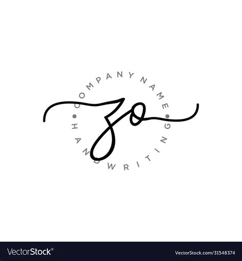 Zo Initial Handwriting Logo Design Royalty Free Vector Image