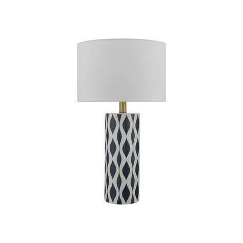 Dar Lighting Wey Weylin Single Light Ceramic Table Lamp In Navy And