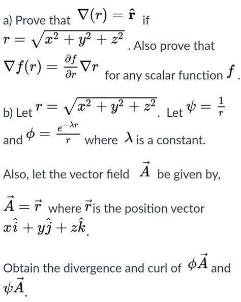 Solved A Prove That ∇rrif Rx2y2z2 Also Prove That