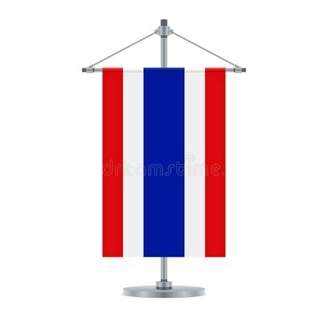 Thai Flag On The Metallic Cross Pole Vector Illustration Stock Vector