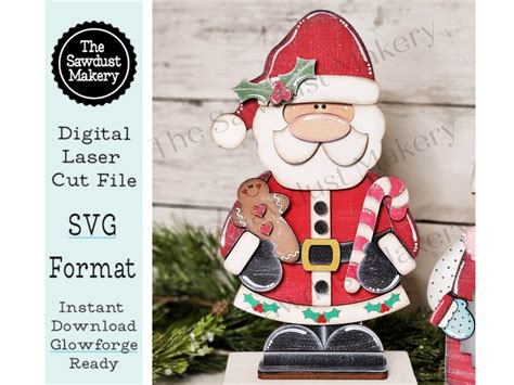 Standing Santa Claus Shelf Sitter SVG File Laser Cut File Santa Claus