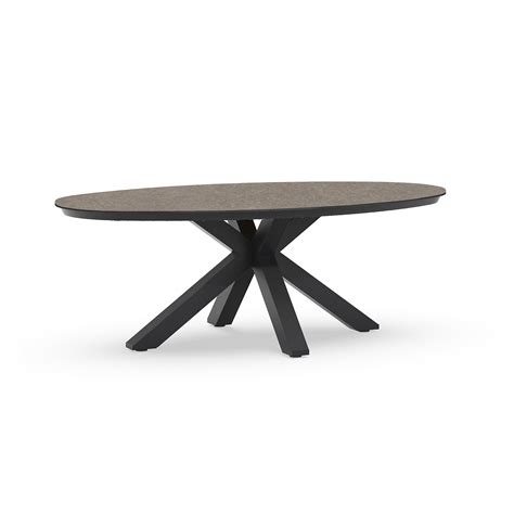 Oblong Low Dining Table Trespa Dark Basalt X Cm Charcoal