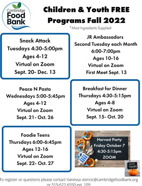 Cambridge Food Bank Fall Programs Monsignor Doyle Css
