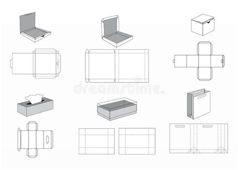 Variety Of Cardboard Box Set Stock Illustration Illustration Of