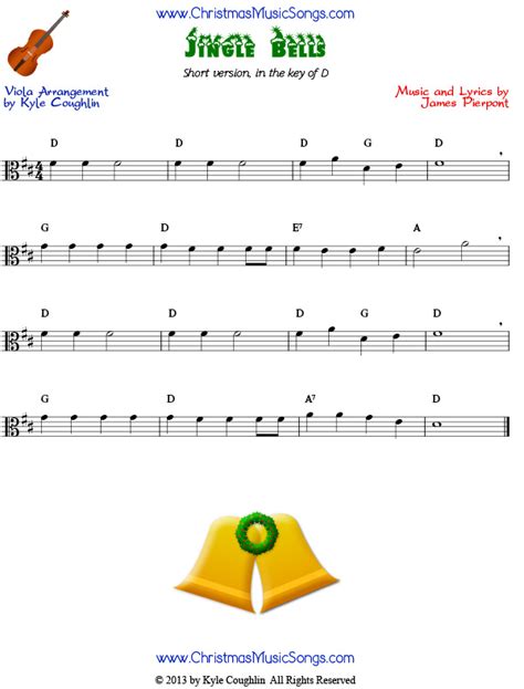 Jingle Bells For Viola Easy Version Free Sheet Music