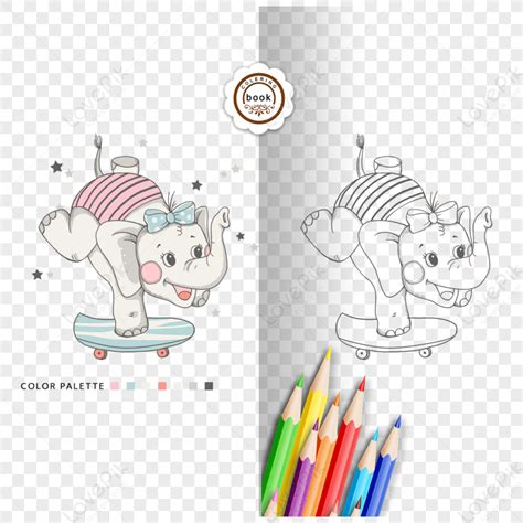 Libro Para Colorear Linda Tarjeta Para Colorear Elefante Beb