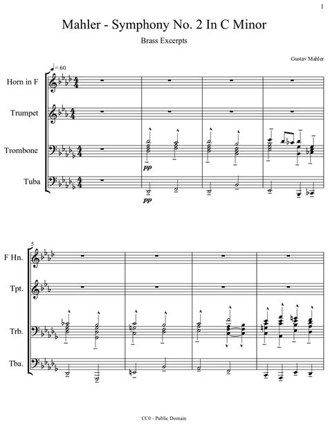 Mahler Symphony No In C Minor Sheet Music For Horn In D Trumpet