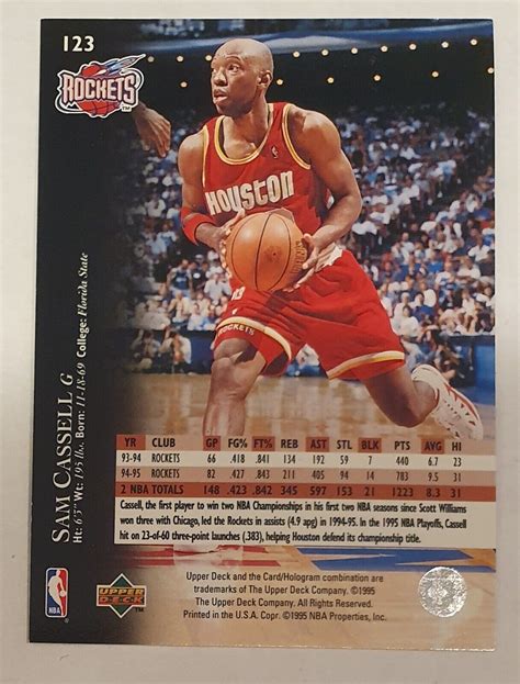 Sam Cassell Houston Rockets 1995 96 Upper Deck NBA Basketball Trading