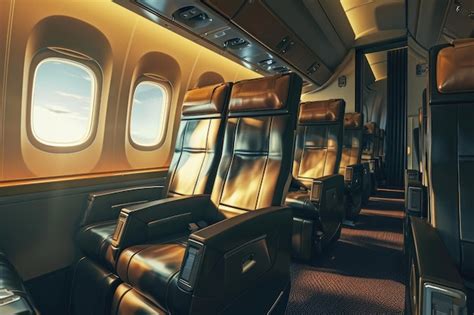 Premium Photo Business Class Airplane Cabin Interior View