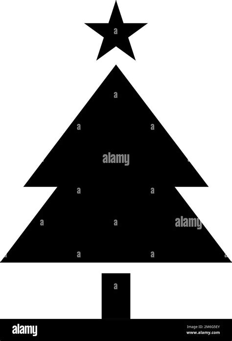 Christmas Tree Silhouette Icon With Star Decoration Xmas Symbol Editable Vector Stock Vector